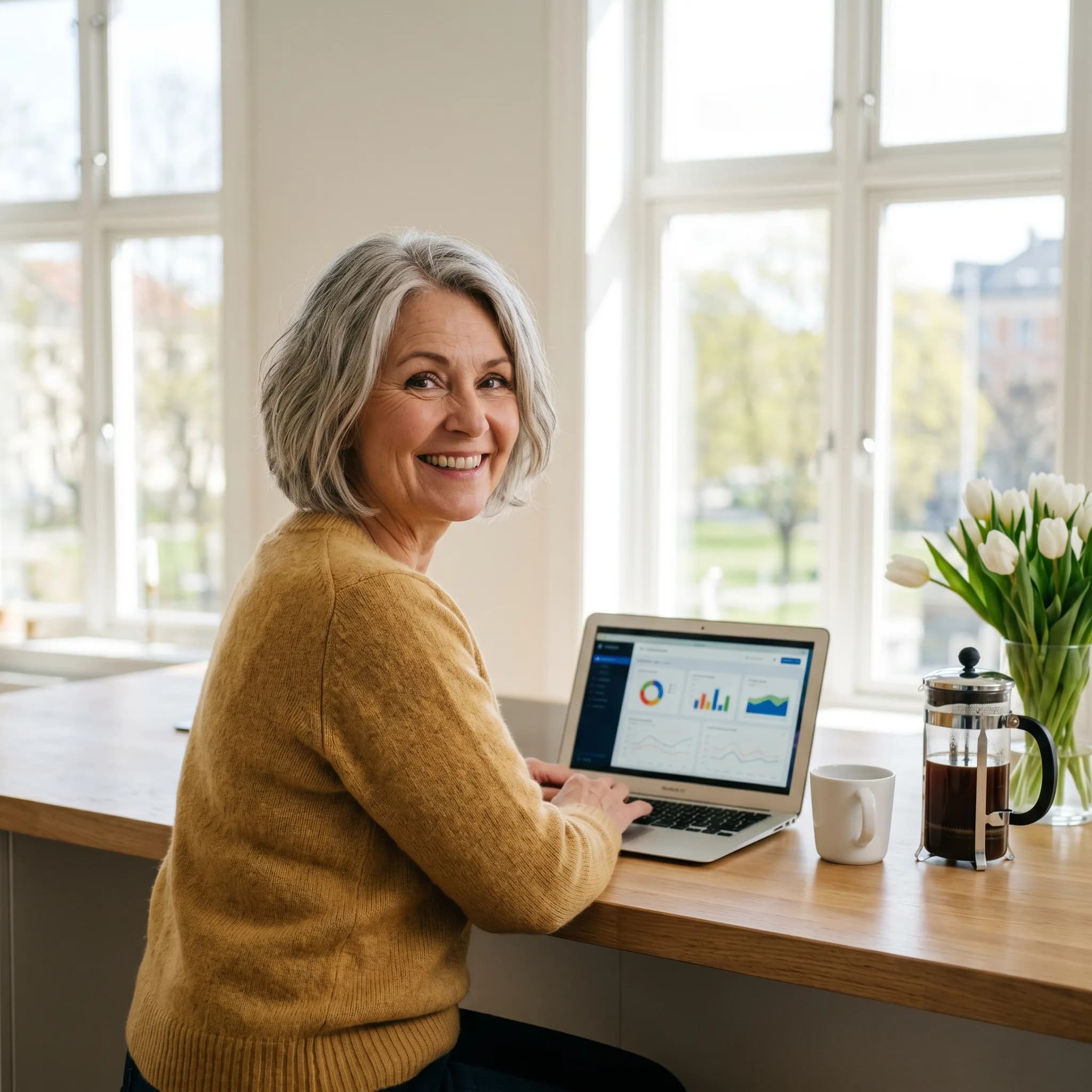 Småbedrifteier ved laptop