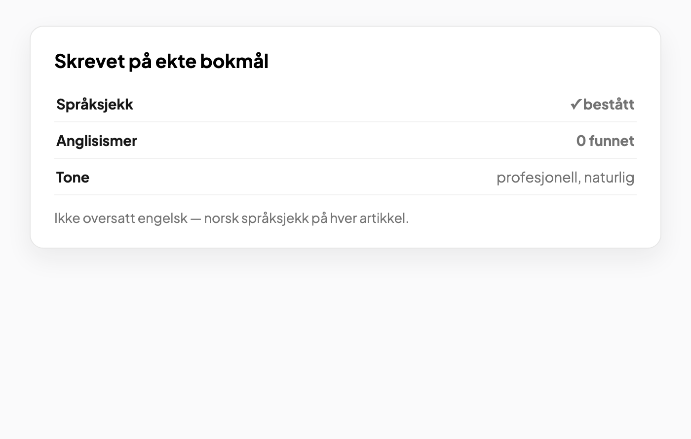 Skrevet på ekte norsk