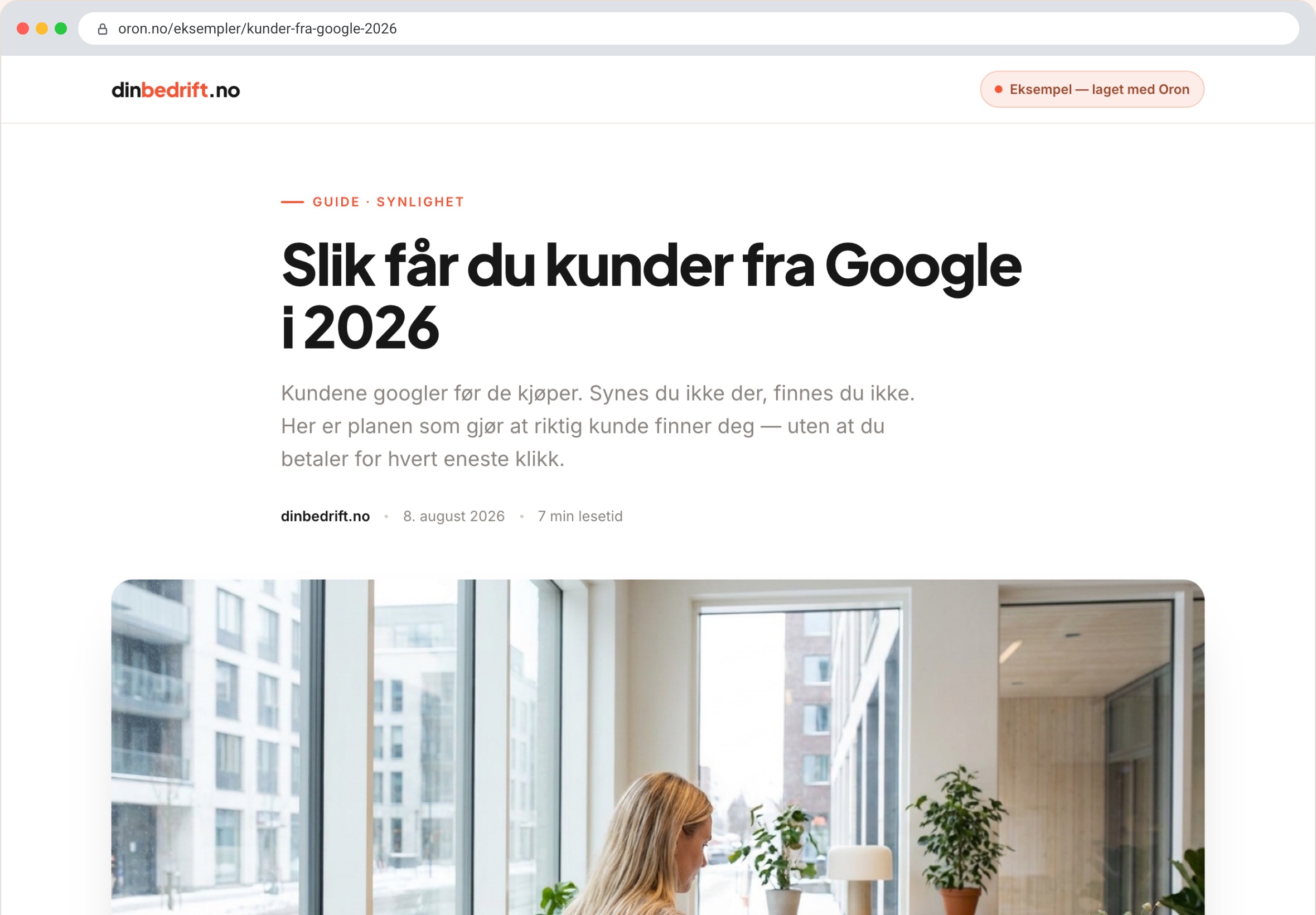 Oron-artikkel: Slik får du kunder fra Google i 2026