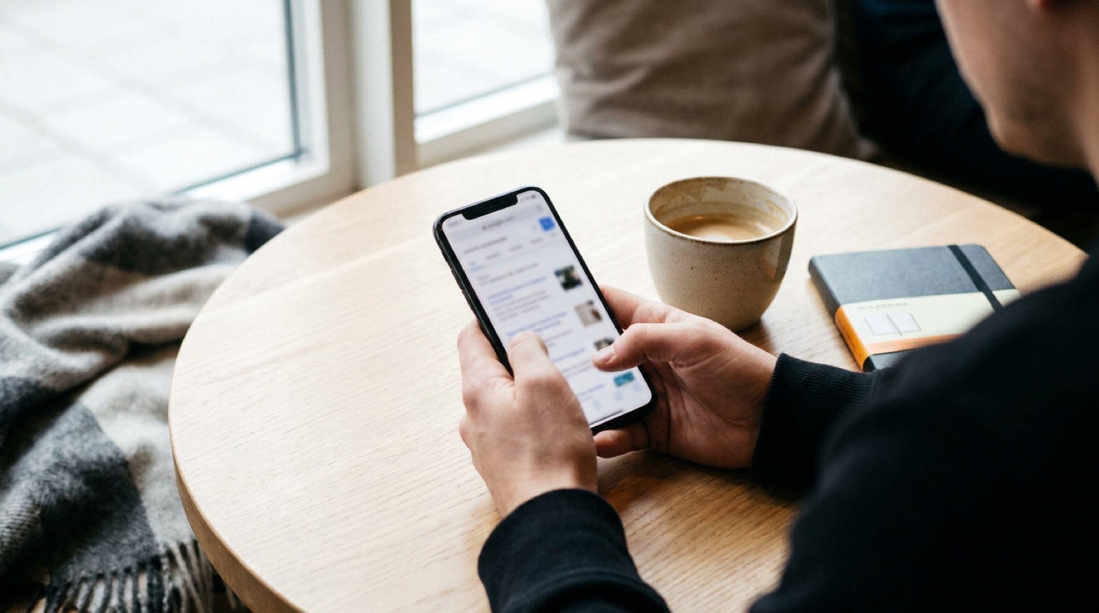 Kunde som søker etter leverandør på mobilen
